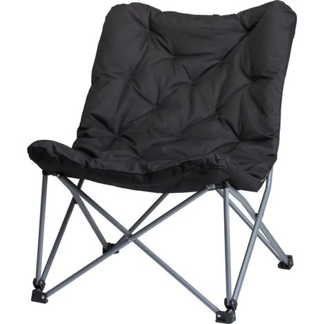 Chaise de camping pliable gris foncé avec coussin Oxford 600D (1/5)