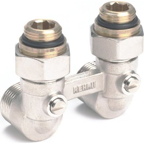 REHAU Bloc robinet sphérique avec raccord G 1/2 x G 3/4, forme coudée, 12407371001