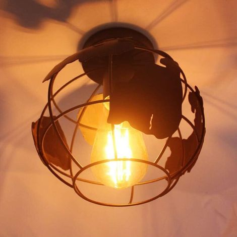 Plafonnier Industriel Luminaire E27 Creative Lustre Suspension Design de Forme de Terre Vintage Lampe de Plafond Cage Éclairage Décoration pour Enfants Chambre, 20CM (Noir) (1/5)
