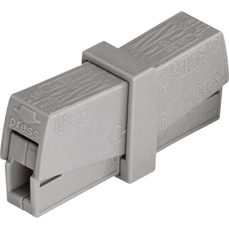 Borne de raccordement WAGO 224-201 flexible: 0.5-2.5 mm² rigide: 0.5-2.5 mm² Nombre de pôles: 2 gris