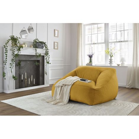 BOBOCHIC - Pouf ultra moelleux LILIBET tissu imitation fourrure Jaune (1/5)