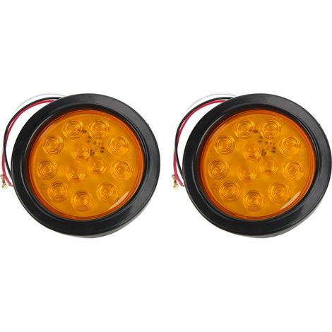 Jeffergarden Feu arrière de remorque rond à 12 LED, feu de freinage, clignotant, ambre, pour camions tracteurs-DOU