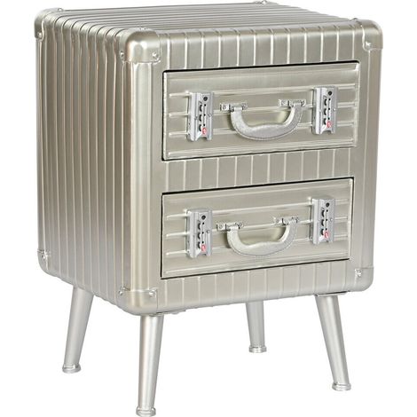 Mesita De Noche Metal Mdf 46X39X63 Plateado (1/5)