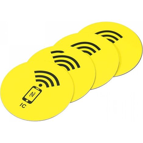 NFC-Tags-Aufkleber, M1, RFID-IC-Etikett, 13,56 MHz, wiederbeschreibbar, kontaktlos, selbstklebend, für Zutrittskontrollsystem, Gelb, 4 Stück