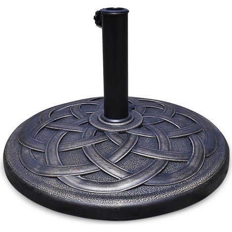 Socle rond de parasol résine bronze 55cm 19,5kg tube acier anti-rouille, molette de serrage mâts 38/48mm résistant intempéries jardin balcon bord piscine (1/5)