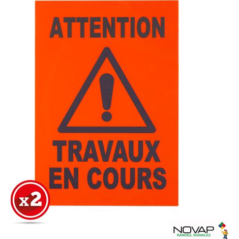 Lot de 2 plaques modulable orange fluo - Travaux en cours - 4280370 (1/4)