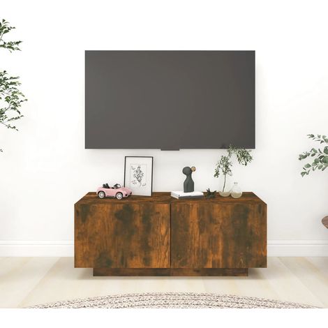 Meuble TV - Armoire de TV  Banc TV  pour Salon Chêne fumé 100x35x40 cm Bois d'ingénierie -FR37594 (1/5)