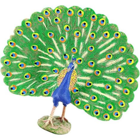 Figurine de paon de bureau en plastique, décoration artisanale, modèle cognitif pour enfants (1/4)