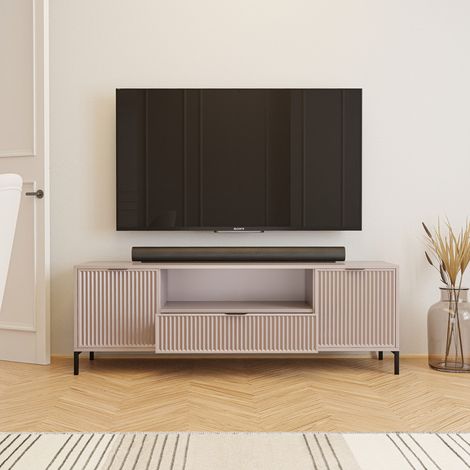 Meuble TV 165 cm WAVE - 165x40x56 cm - 2 portes et tiroir - Cachemire (1/5)