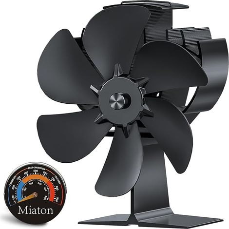 Wood Stove Fan 6 Blades Fireplace Fan Magnetic Thermometer Saves Home Energy Operates Quietly (1/5)