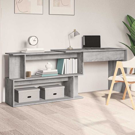 Corner Desk Grey Sonoma 200x50x76 cm Engineered Wood vidaXL