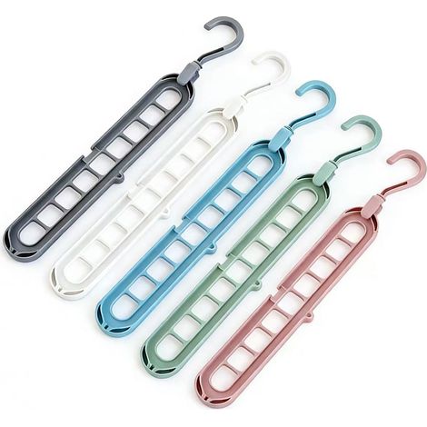 Cintre Organisateur - 9 Crochets - PP Résistant - Rotation 360° - Pour Armoire, Placard, Chambre Étudiante - Lot de 5 (1/5)