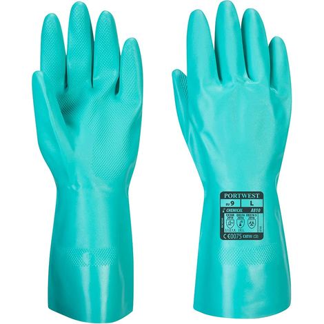 Portwest A810GNRXL Guanto Protezione Chimica in Nitrile, Verde, XL (1/2)