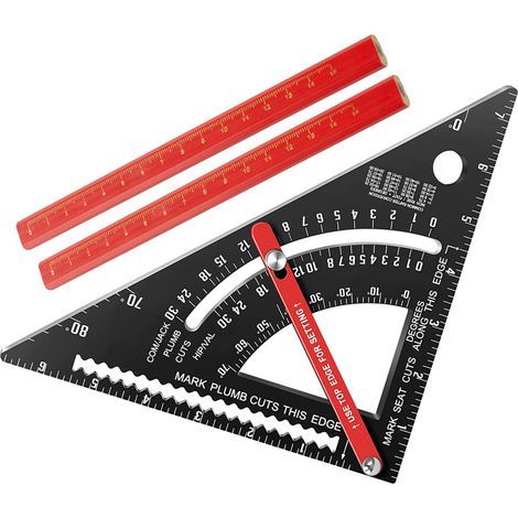 Verstellbares Kombinationsdreieck, 7-Zoll-Zimmermannswinkel, 80°-Winkel, Sparrenlehre mit 2 Zollstiften (1/5)