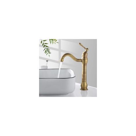 Grifo alto para baño, mezclador giratorio de 360° para lavabo, grifo retro para lavabo, latón antiguo.