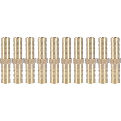 Ej.Life Rohrverbindungsrohr, Akozon Messing mit Widerhaken gerade 2-Wege-Rohrverbinder-Rohrverbindungsanschluss(8mm 10pcs) A (1/5)