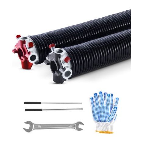 Resortes de Torsión para Puertas de Garaje con Barras de Enrollado Antideslizantes y Guantes, Par de Φ5,94 x Φ50,8 x 711 mm, 16 000 Ciclos, Revestimiento Negro de Electroforesis para Reemplazo (1/5)