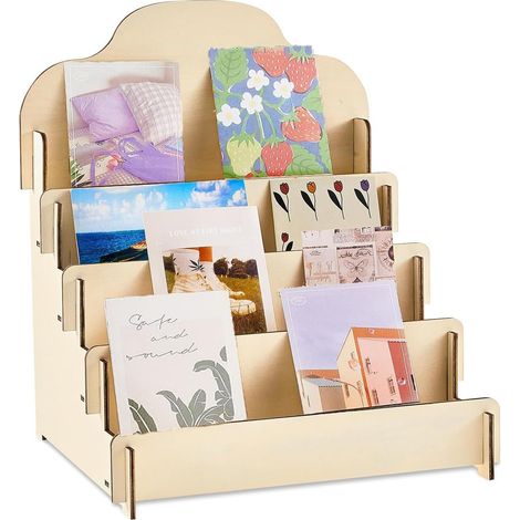 5-stufiger Grußkartenständer, Postkartenständer aus Holz, tragbarer Postkartenhalter für Fotokarten, Verkäufer, Einzelhandelstheke, Grußkarten