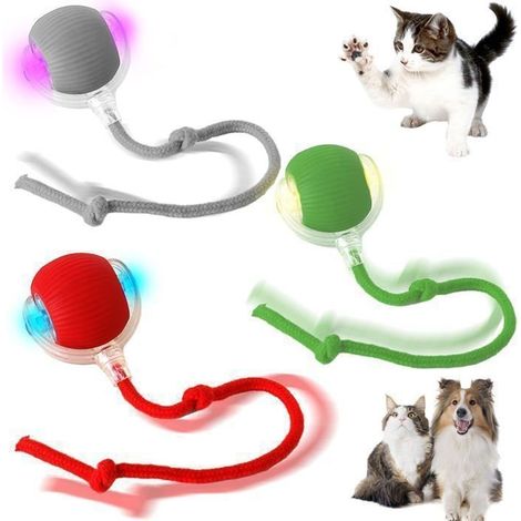 Pet Smart Rolling Ball, Balle Interactive pour Chat, Boule Électrique Automatique Rechargeable, Electric Cat Toy Ball, Lot de 3 (1/5)