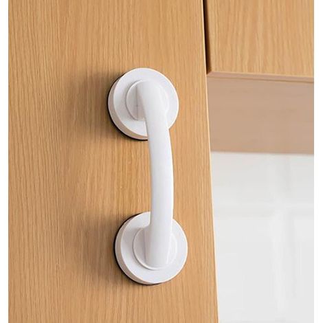 grandes poignées de porte et de fenêtre en verre, portes coulissantes de salle de bain, armoires, poignées sans trou, poignées de réfrigérateur, barres d'appui de douche (blanche) (1/5)