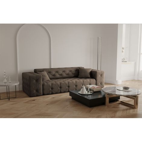 Sofa Designersofa CHANTAL 3-Sitzer in Stoff Opera Velvet Braun (1/5)
