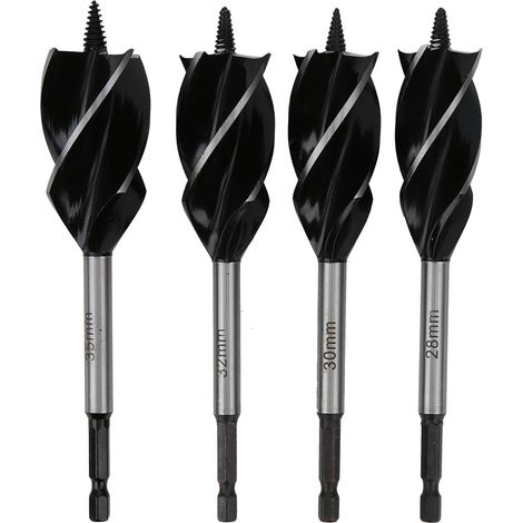 4 mèches hélicoïdales à bois, forets 4 lames, queue hexagonale, accessoires de menuiserie, 28-35 mm (1/5)