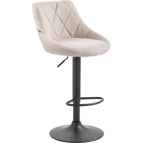 Sgabello da bar seggiolone x 1 con cuciture decorative seduta in tessuto crema gambe in metallo nero 100005088
