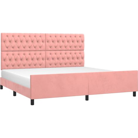 Estructura cama sin colchón terciopelo rosa 200x200 cm vidaXL (1/4)