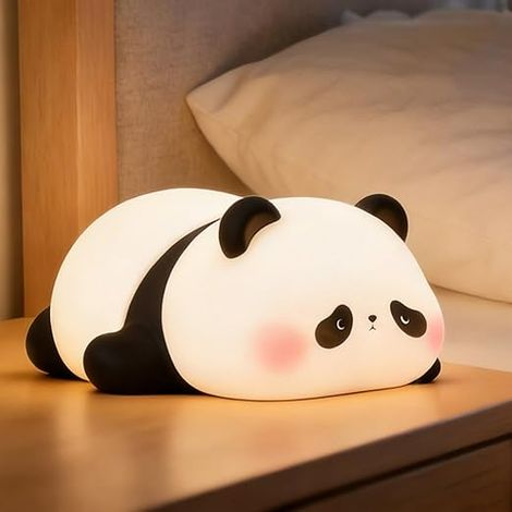 Veilleuse panda mignonne, lampe pour enfants de silicone souple,veilleuse pour chambre d'enfant,gradable/minuterie,cadeaux mignons pour bébés garçons/filles, décoration de chambre (1/5)