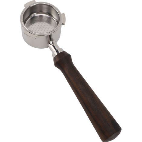 Bodenloser Siebträger mit Griff aus schwarzem Rosenholz, Edelstahl, 51 mm, glatt, abnehmbar, 3 Zinken, geeignet für DeLonghi Kaffeemaschinen (1/5)