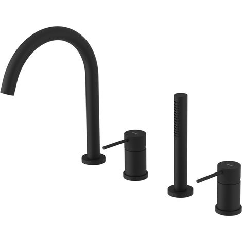 ULTRASAN Mitigeur 4 trous sur bord de baignoire, noir mat