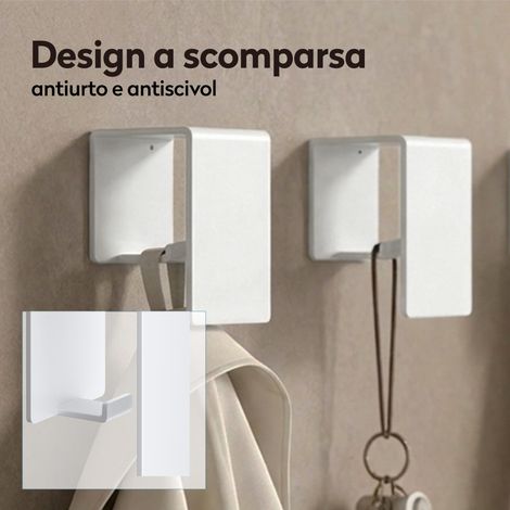 doporro Gancio Adesivo Bagno in Acciaio al Carbonio Appendi Porta Asciugamani Impermeabili per Bagno Cucina e Soggiorno, Bianco Sabbia, Tavrin-01