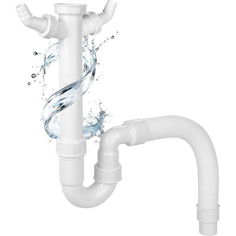 Siphon Evier Cuisine,Raccord Universel G 1 1/2",Evacuation Evier, Tuyau Flexible Plomberie, Siphon à Tube Flexible, Pour évier, Lave-Vaisselle Et Machine à Laver (1/5)