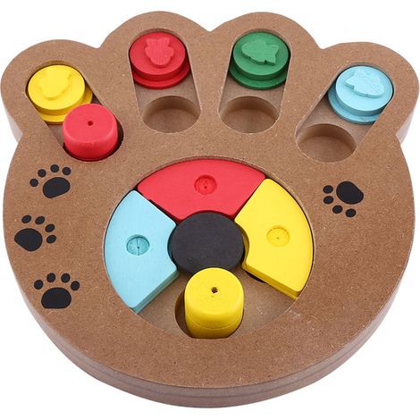 Jouet interactif multifonctionnel en bois traité pour chiot mignon, 1 pièce, nourriture pour animal de compagnie, patte de chien et de chat (1/5)