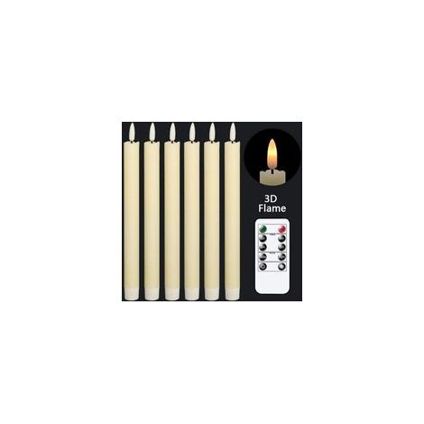 Lot de 6 bougies LED clignotantes à piles avec télécommande et mèche chaude 3D pour fenêtres véritable cire pour la décoration (1/5)