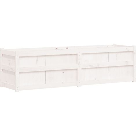 Vassoio per fioriera aiuola rialzata piante fiori terrazza giardino 180 x 50 x 50 cm legno di pino massiccio bianco 020037474