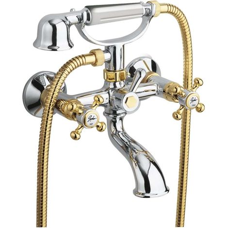 Sapho Reitano Rubinetteria Antea - Miscelatore per vasca da bagno, con accessori, color cromo/oro 3012