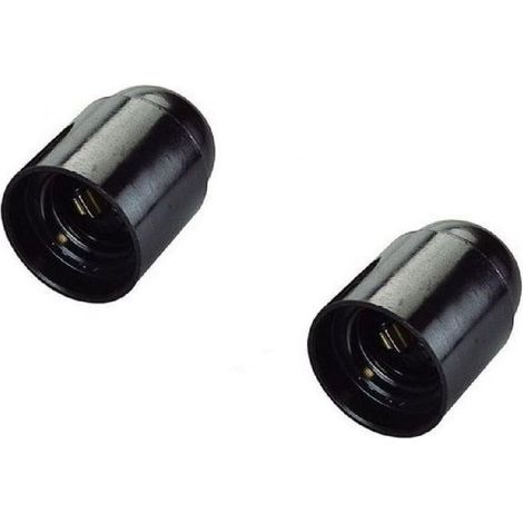 PORTALAMPADA E 27 NERO IN BAKELITE ATTACCO PICCOLO 2 PEZZI (1/2)