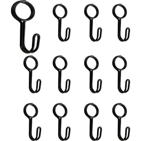 Confezione da 12 ganci a spirale con occhiello - Ganci universali - Per rimorchi, teloni, barche, motociclette, biciclette - Neri (1/4)