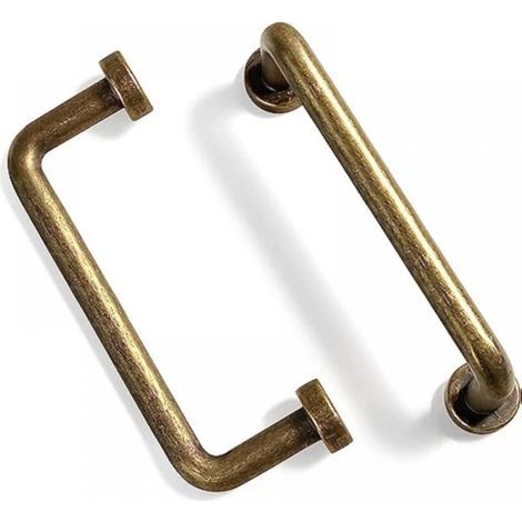 – Set di 6 maniglie per mobili in ottone anticato – Interasse 96 mm – Lunghezza 110 mm – Diametro 14 mm – Altezza 32 mm – Facile installazione (1/5)