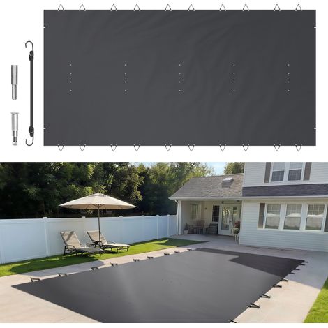 Bâche à Bulle Piscine Hivernage, Anthracite en PVC 650-680 g / m² Couverture Solaire Piscine Rectangulaire, 4x8 m Maille Serrée pour les Piscines dans la Maison, le Jardin, l'Hôtel, l'Ingénierie (1/5)