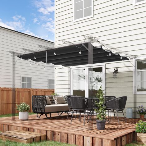 Tetto di ricambio per pergola 250 x 255 cm in poliestere grigio scuro OKWISH (1/5)