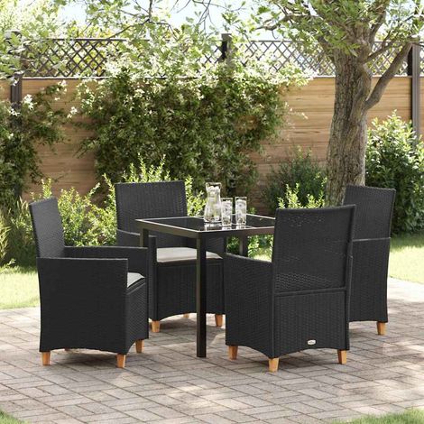 vidaXL Garten Essgruppe 5 pcs Schwarz Poly-Rattan (1/5)