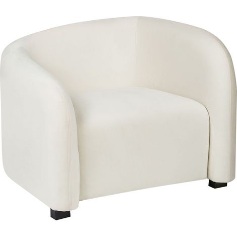 Armchair Off-White Velvet Upholstered Curved Backrest Shape Modern Living Room Furniture VELTADA (1/5)