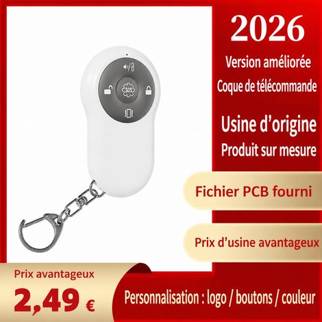 Boîtier de télécommande de sécurité complet 5 touches en ABS compatible CR2032 8 × 4 × 2 cm 20 g – Livraison gratuite (1/5)