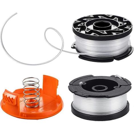 Lot de 2 brosses de rechange en nylon pour tondeuse à gazon, 1 capuchon et 1 ressort pour coupe-bordures Black & Decker AF-100-3ZP (1/5)