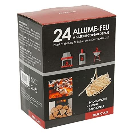 Allume-feu ruecab 24 pièces laine de bois cire végétale