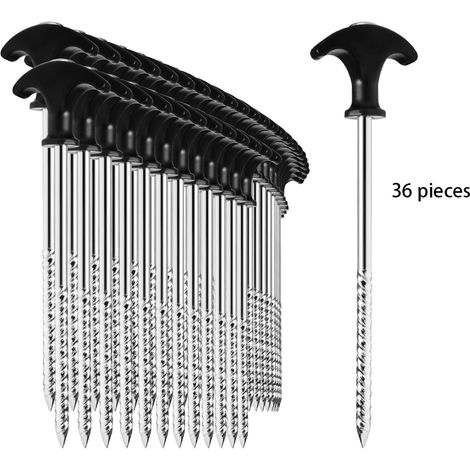(36x) Stahl-Zeltnägel, robuste Bodennägel Ideal für normale und harte Böden mit T-Griff (1/5)