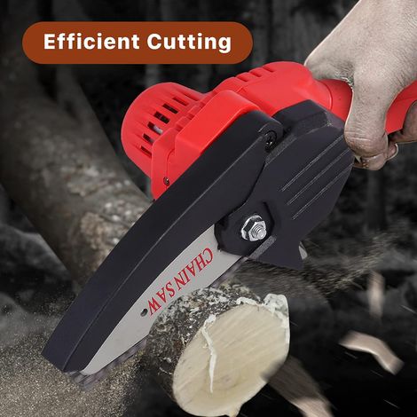 Mini tronçonneuse électrique monobloc 4" tronçonneuse à piles 2 piles à chaîne pour couper les branches et le bois avec 2 piles (1/4)