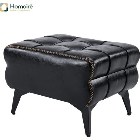HOMAIRE Schwarzer Mousse- und Holz-Pouf 43 x 33 x 30 cm (1/5)